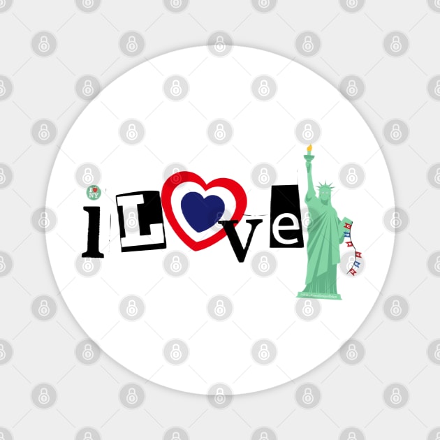 I Love NY Liberty USA By Abby Anime(c) Magnet by Abby Anime